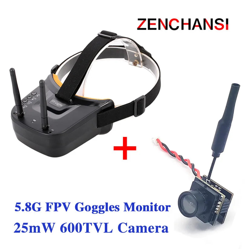 5.8G 40CH FPV Goggles Monitor - Video Glasses Headset HD With Dual 5.8G Antennas 25mW transmitter fpv 600TVL camera for Racing FPV Drone 11 5.8G 40CH FPV Goggle, ZENCHANSI 5.8G FPV Goggles Monitor 25mW 600