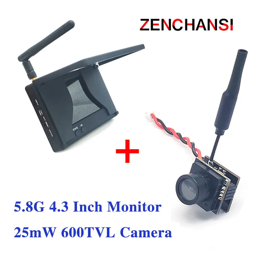 5.8G 40CH FPV Goggles Monitor - Video Glasses Headset HD With Dual 5.8G Antennas 25mW transmitter fpv 600TVL camera for Racing FPV Drone 12 5.8G 40CH FPV Goggle, ZENCHANSI 5.8G 4.3 Inch Monitor 25mW 600TVL