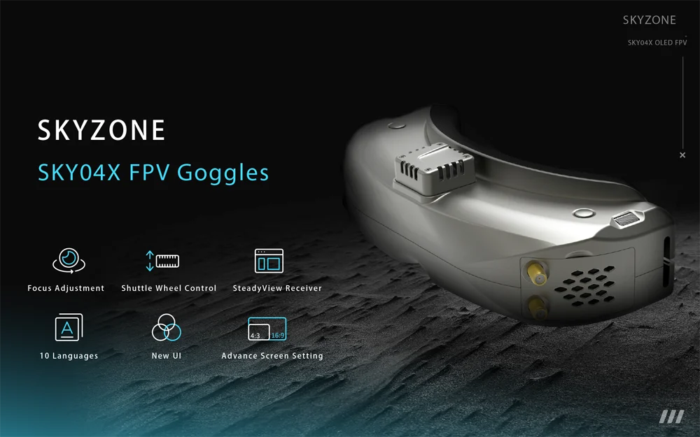 SKYZONE SKY04X V2 FPV Goggle, Goggles Focus Adjustment Shuttle Wheel Control Stea dyView Receiver Languages