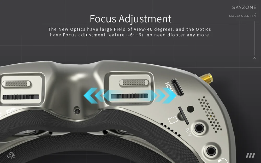 SKYZONE SKY04X V2 FPV Goggle, SKYZONE SKyo4X OLED FPV Focus Adjustment
