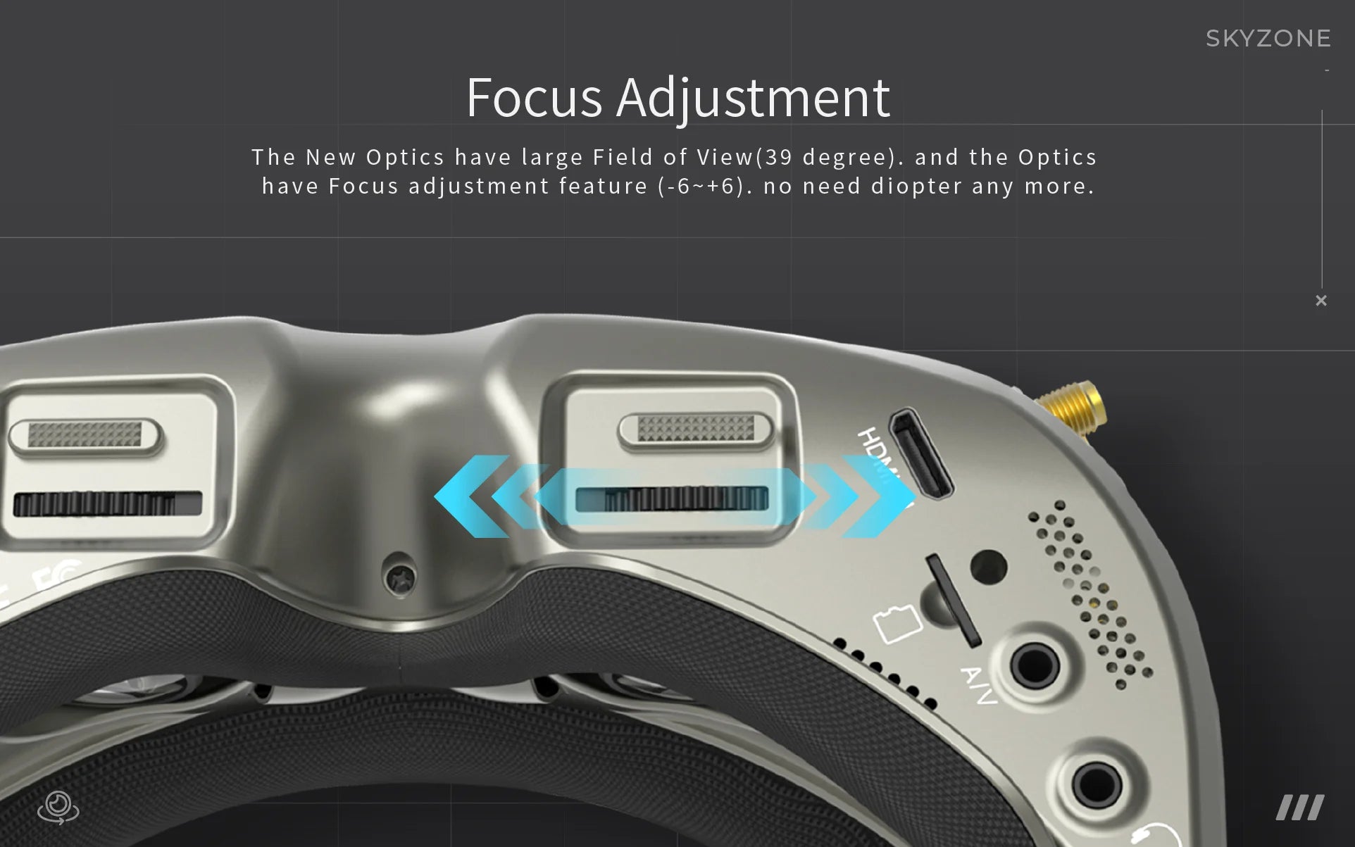 SKYZONE SKY04O FPV Goggles - SKY04L V2 OLED 1024*768 5.8G 48CH Steadyview Receiver Build In Head Tracker for RC Airplane FPV Drone 10 SKYZONE SKY04O FPV Goggle, SKYZONE Optics have large Field of View(39 degree) and the Op