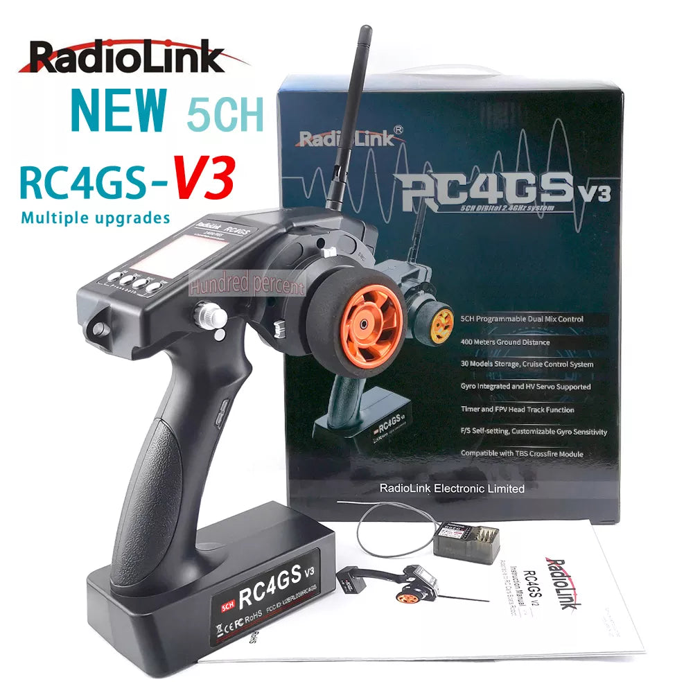 جهاز إرسال للتحكم عن بعد من RadioLink RC4GS V3 - 2.4G 4CH 5CH 7CH 400M + جهاز استقبال داخلي R6Fg لقارب سيارة RC V4V5 17 RadioLink RC4GS V3, SCH Programmable Dual Mix Control 40D Meters Ground Distance 30 Modcls Star