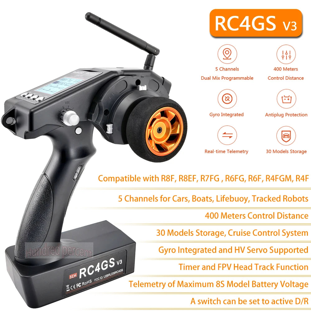 جهاز إرسال للتحكم عن بعد من RadioLink RC4GS V3 - 2.4G 4CH 5CH 7CH 400M + جهاز استقبال داخلي R6Fg لقارب سيارة RC V4V5 19 RadioLink RC4GS V3, RC4GS v3 5 Channels 400 Meters Dual Mix Programmable Control Distance