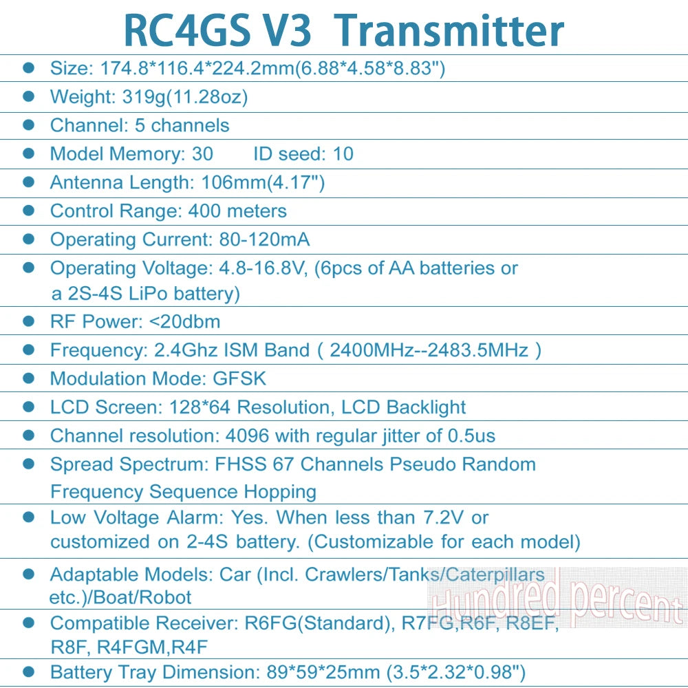 جهاز إرسال للتحكم عن بعد من RadioLink RC4GS V3 - 2.4G 4CH 5CH 7CH 400M + جهاز استقبال داخلي R6Fg لقارب سيارة RC V4V5 28 RadioLink RC4GS V3, RC4GS V3 Transmitter Size: 174.8*116.4*224.2