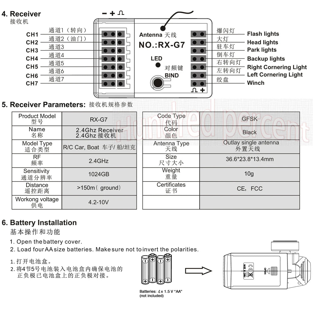Flyueace T-6819C, 2.4GHz Receiver Color Black RM 2.4Ghz iWVL