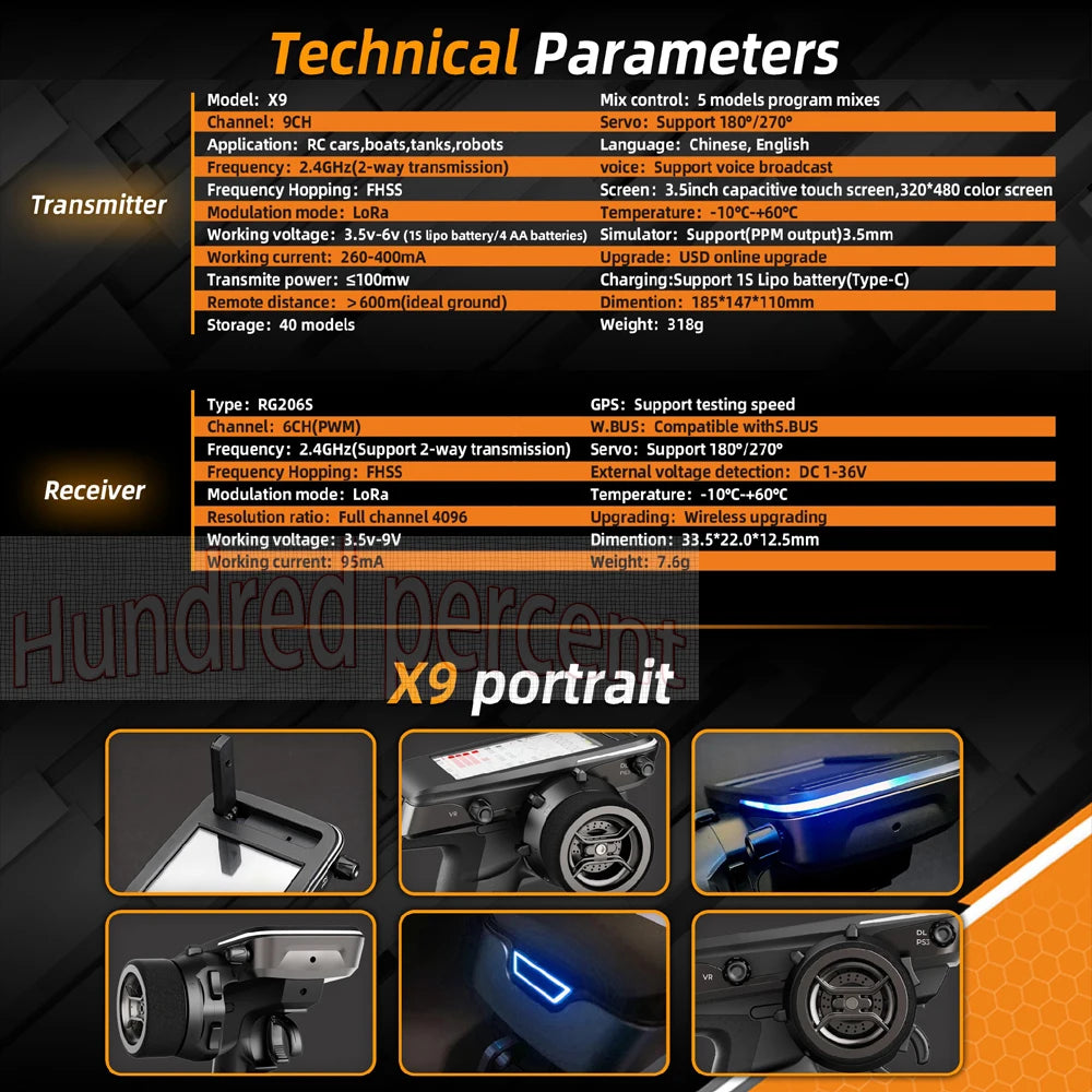 WFLY X9 Radio Remote Controller, X9 Servo: Support 1802/2709 Application: RC cars,boat
