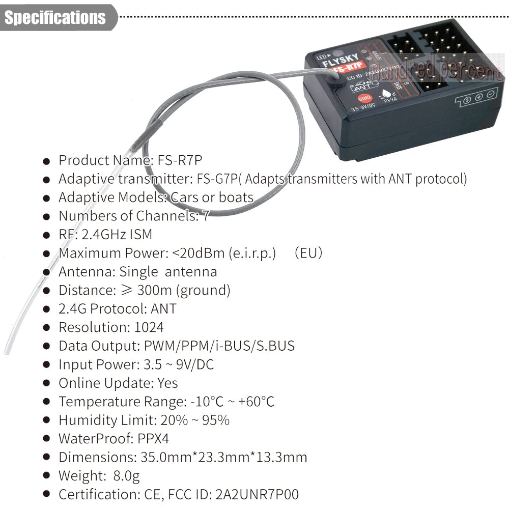 FLYSKY FS-G7P G7P 2.4G 7CH ANT بروتوكول ناقل موجات الراديو- PWM PPM I-BUS SBUS الإخراج مع FS-R7P R7P RC استقبال لقارب سيارة RC 33 Adaptive transmitter: FS-G7P ( Adapts transmitters with