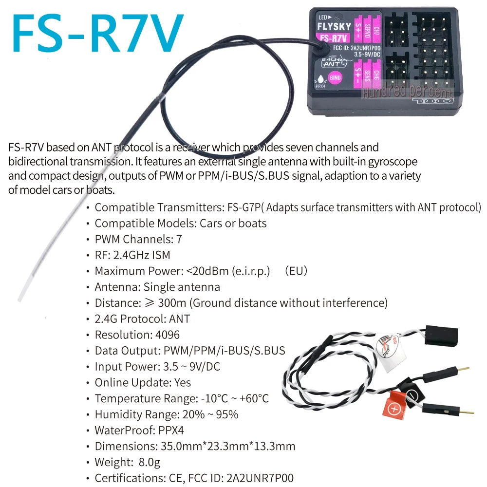FLYSKY FS-G7P G7P 2.4G 7CH ANT بروتوكول ناقل موجات الراديو- PWM PPM I-BUS SBUS الإخراج مع FS-R7P R7P RC استقبال لقارب سيارة RC 38 FS-RZV based on ANT protocol is a receiver which provides seven