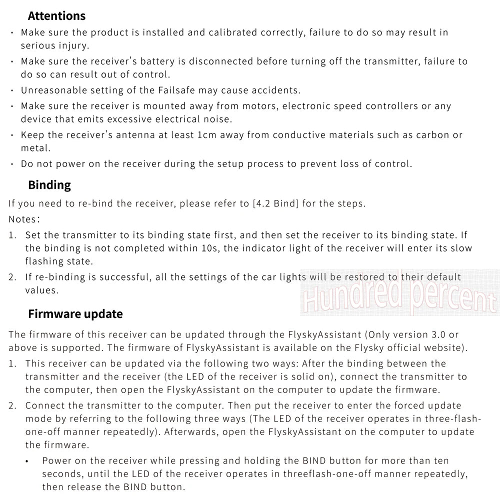 FLYSKY FS-G7P G7P 2.4G 7CH ANT بروتوكول ناقل موجات الراديو- PWM PPM I-BUS SBUS الإخراج مع FS-R7P R7P RC استقبال لقارب سيارة RC 51 make sure the receiver's battery is disconnected before turning off the transmitter . keep the receiver