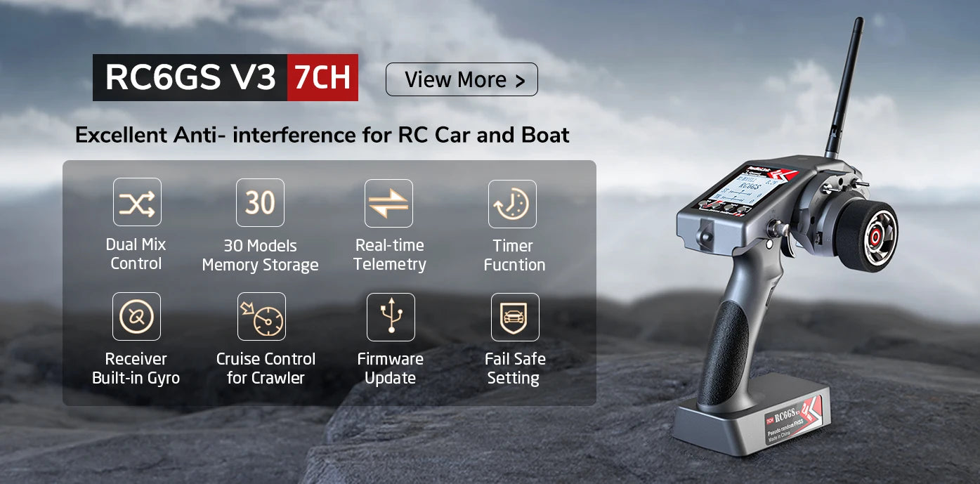 Radiolink RC6GS V3 - 2.4G 7 Channel RC Radio, RC6GS V3 ZCH View More Excellent Anti- interference for RC Car and