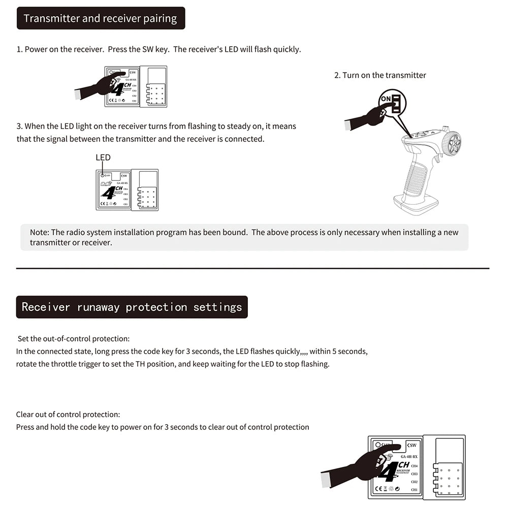 the above process is only necessary when installing a new transmitter or receiver . long press the
