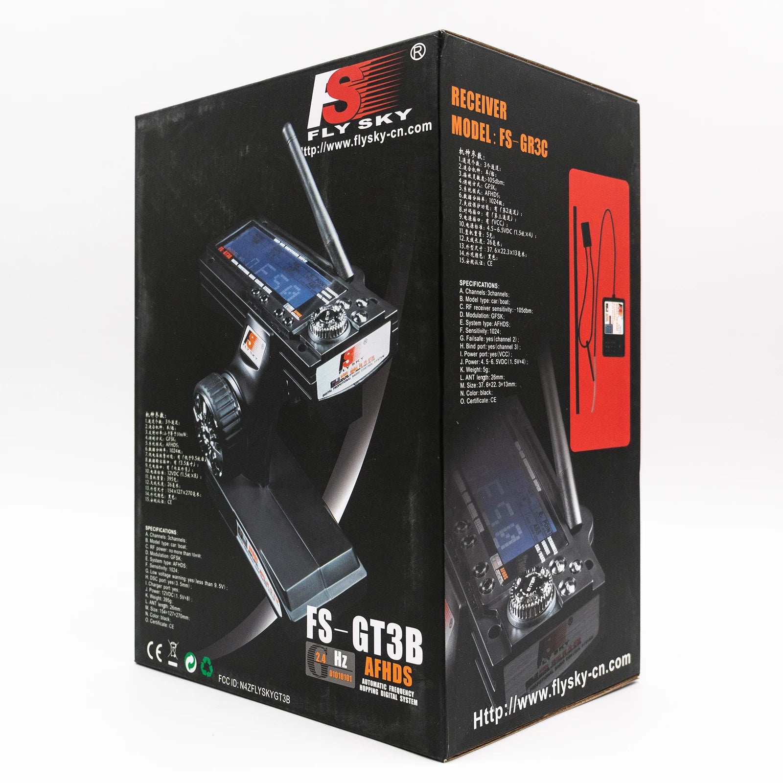 Flysky FS-GT3B 2.4G 3CH Radio Model Remote Control LCD Transmitter & Receiver for RC Car Boat 14 'flysky-cn.com FLy GRBC' is a