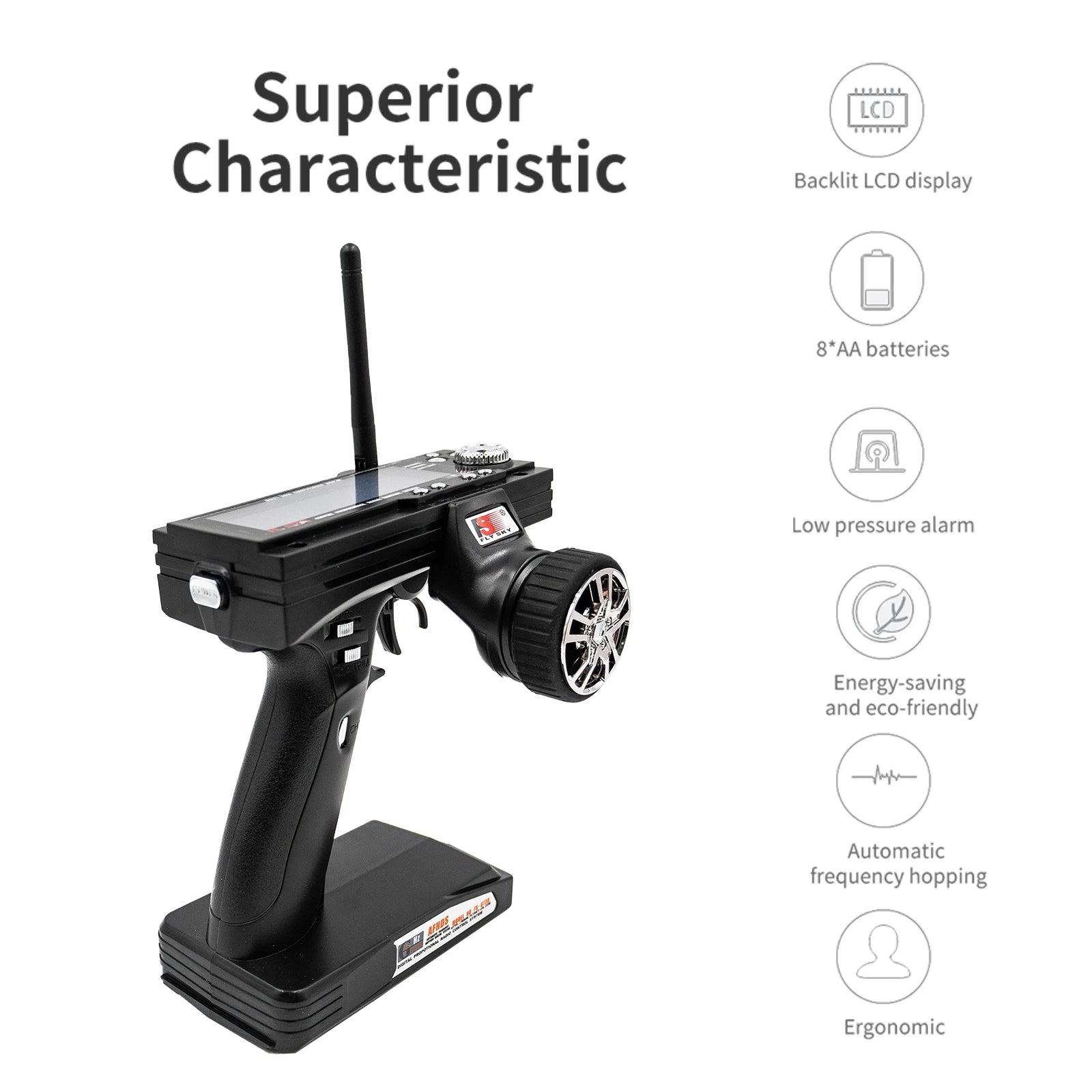 Flysky FS-GT3B 2.4G 3CH Radio Model Remote Control LCD Transmitter & Receiver for RC Car Boat 17 LLLLLD Superior LCD Trtttn Characteristic Backlit LCD display 8*