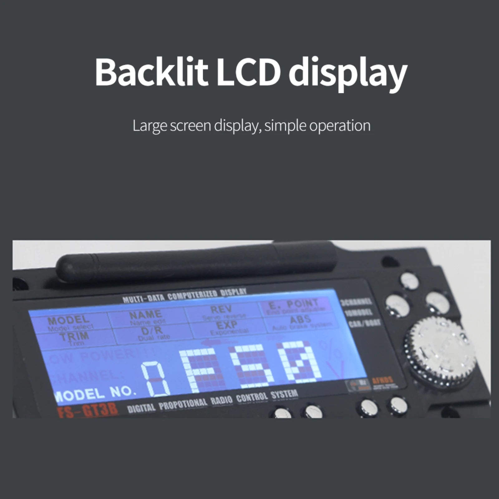 Flysky FS-GT3B 2.4G 3CH Radio Model Remote Control LCD Transmitter & Receiver for RC Car Boat 19 backlit LCD display Large screen display,simple operation Muttf - QATA