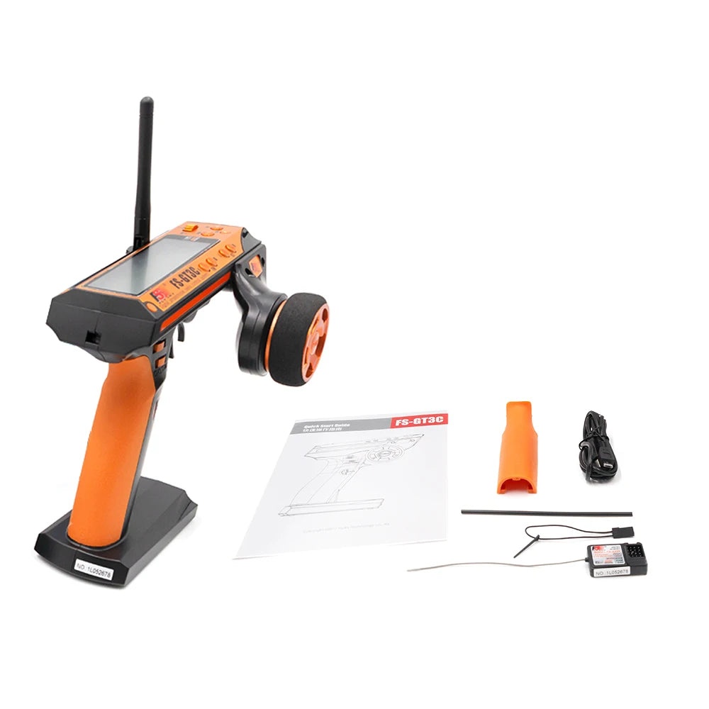 Flysky FS-GT3C transmitter is powered by a rechargeable 