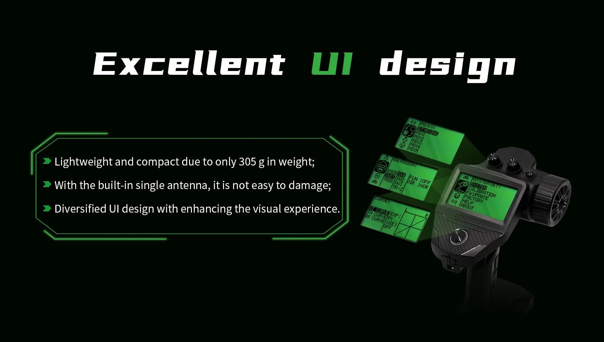 uI design 8/ Lightweight and compact due to only 305 g in weight