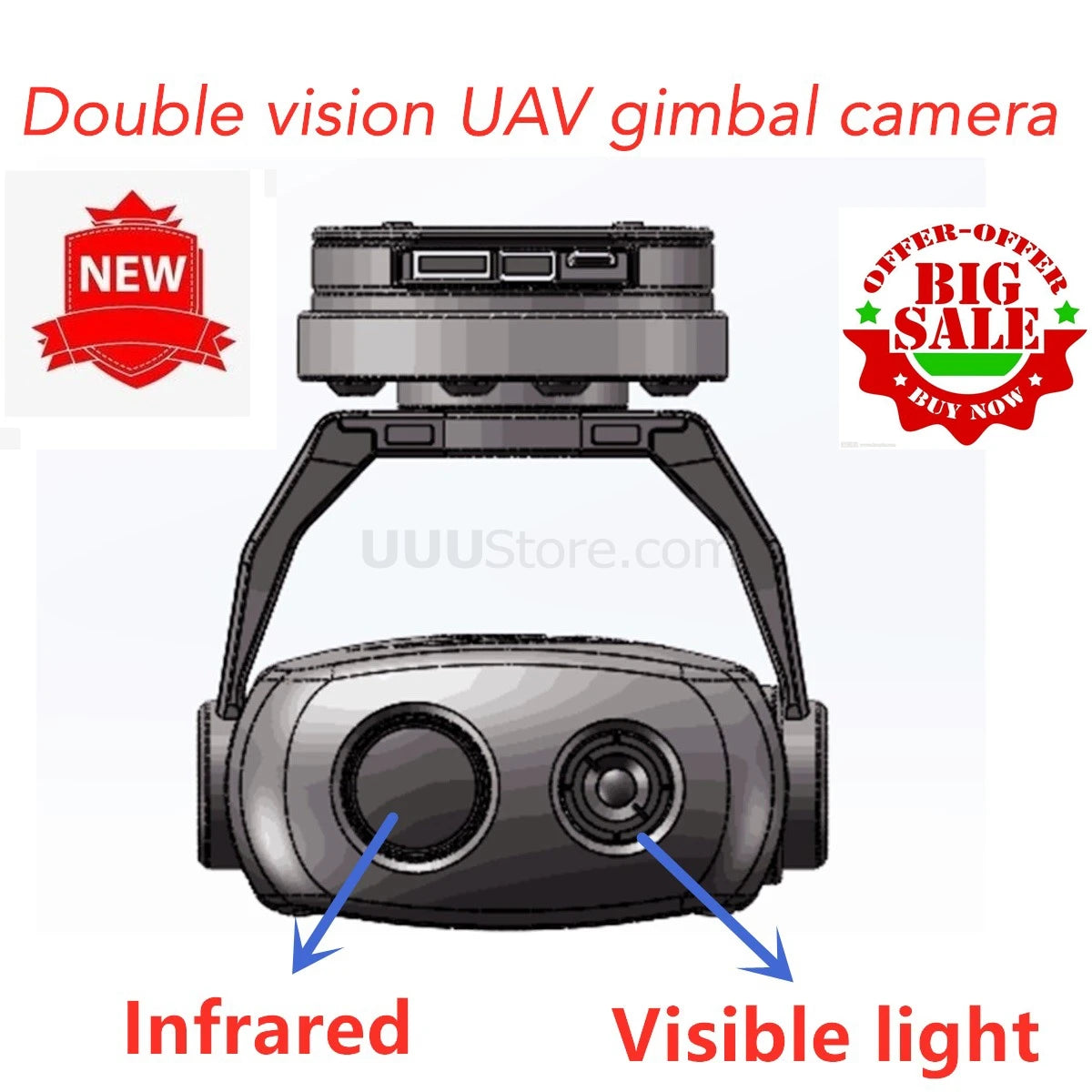 HEX Herelink 5.5inch Screen, TSHD10T3 three-axis stabilized Gimbal 10x optical zoom Infrared thermal imaging + visible HDMI camera double vision for UAV