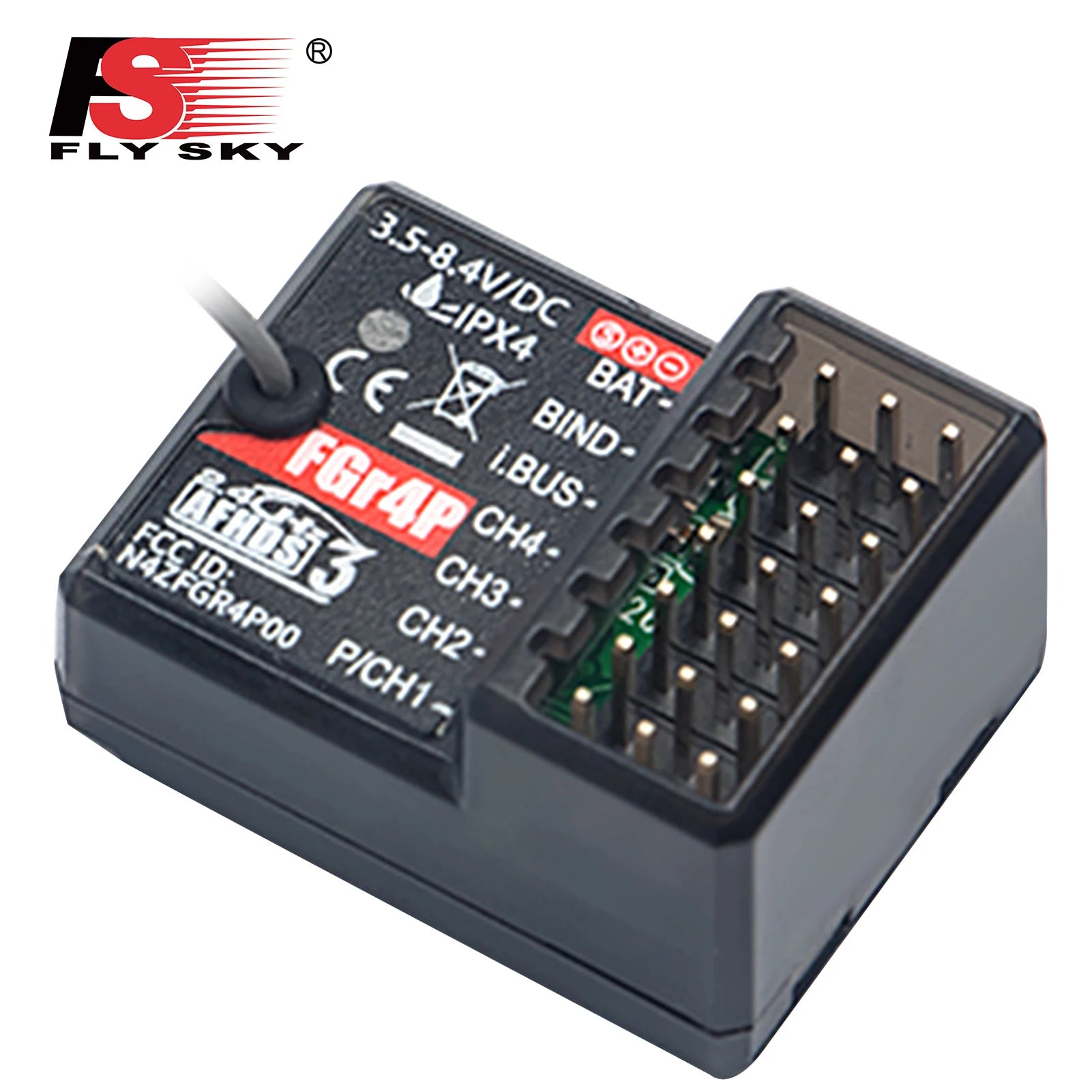 جهاز استقبال FlySky FGR4P 2.4 جيجا هرتز 4CH - مخرج AFHDS 3 PWM/PPM/I.bus/S.bus لجهاز إرسال FSG4P RC لقارب السيارة 9 FlySky FGR4P 2.4GHz 4CH Receiver, FlySky FGR4P 2.4