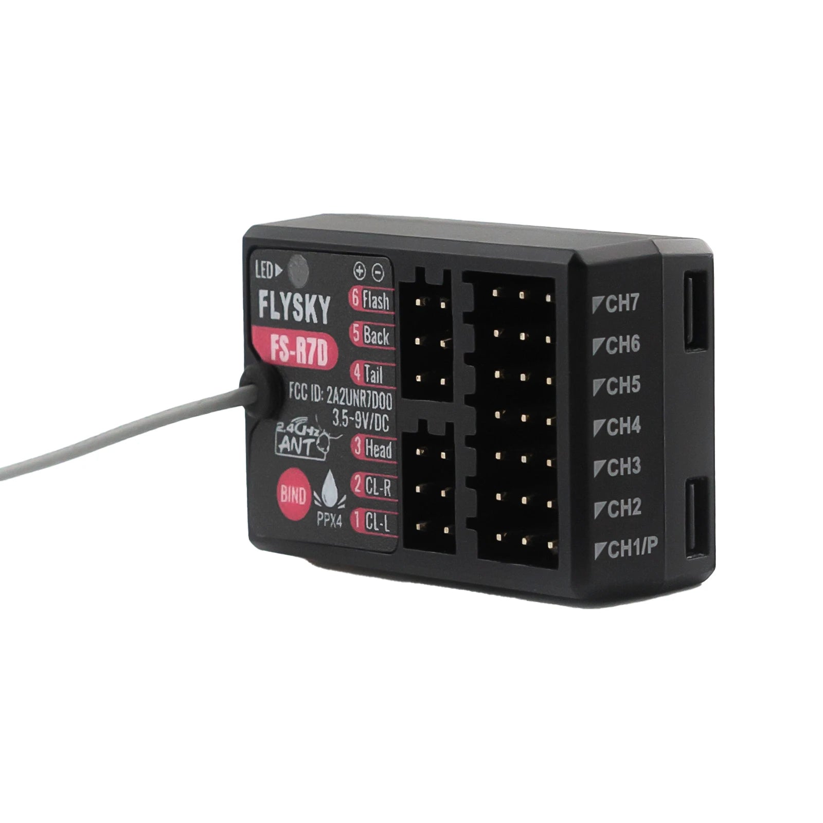 FLYSKY FS-R7D 7CH 2.4G Receiver, Suitable for: 1/10 RC cars Remarks: 12LED all light beads 5
