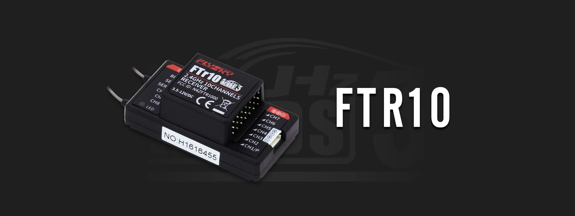 FLYSKY FTR10 2.4Ghz 10CH receiver, FCC ID: JOCHANNELS SeR 3.5-12vidc NAZF