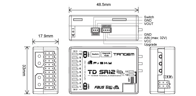 FrSky TD SR12 Receiver, Upgrade Wtandc Jtan TANDEM F-eA= 1 TD