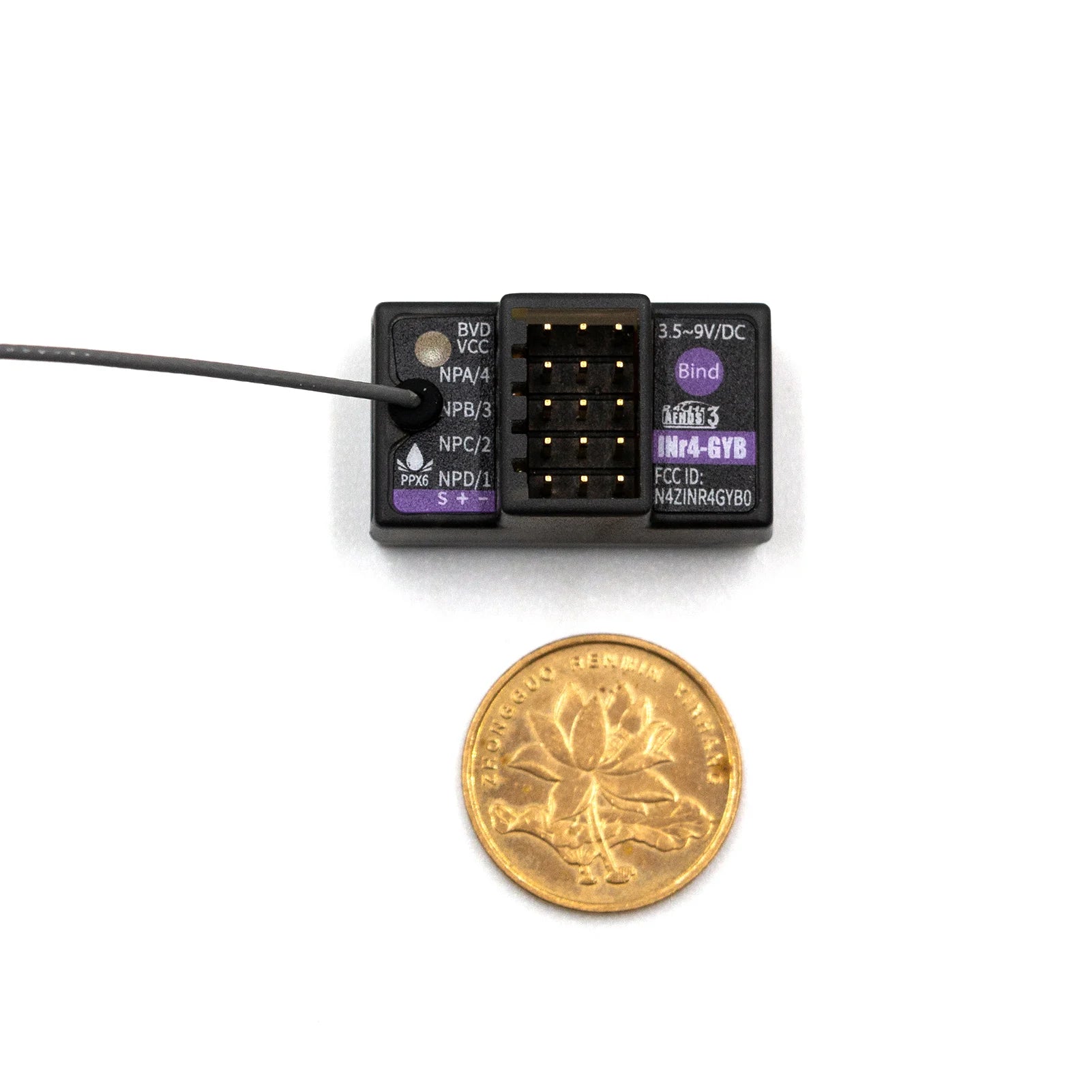 FlySky INr6-HS 2.4GHz 6CH Receiver, BVD 3.59VIDC VCC NPA/4 Bind NPB/3