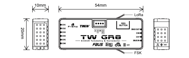 FrSky TW GR8 Receiver, set the TW GR8 to use FBUS protocol in the ETHOS system