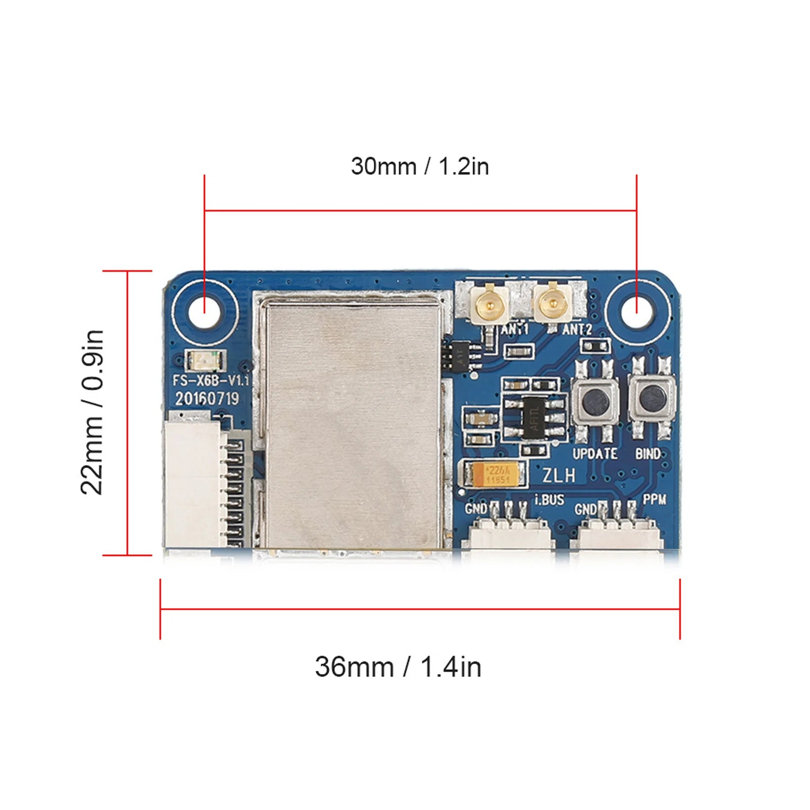 FlySky FS-X6B 2.4G 6CH Receiver, FlySky FS-X6B Receiver 2 * Antenna 4 *