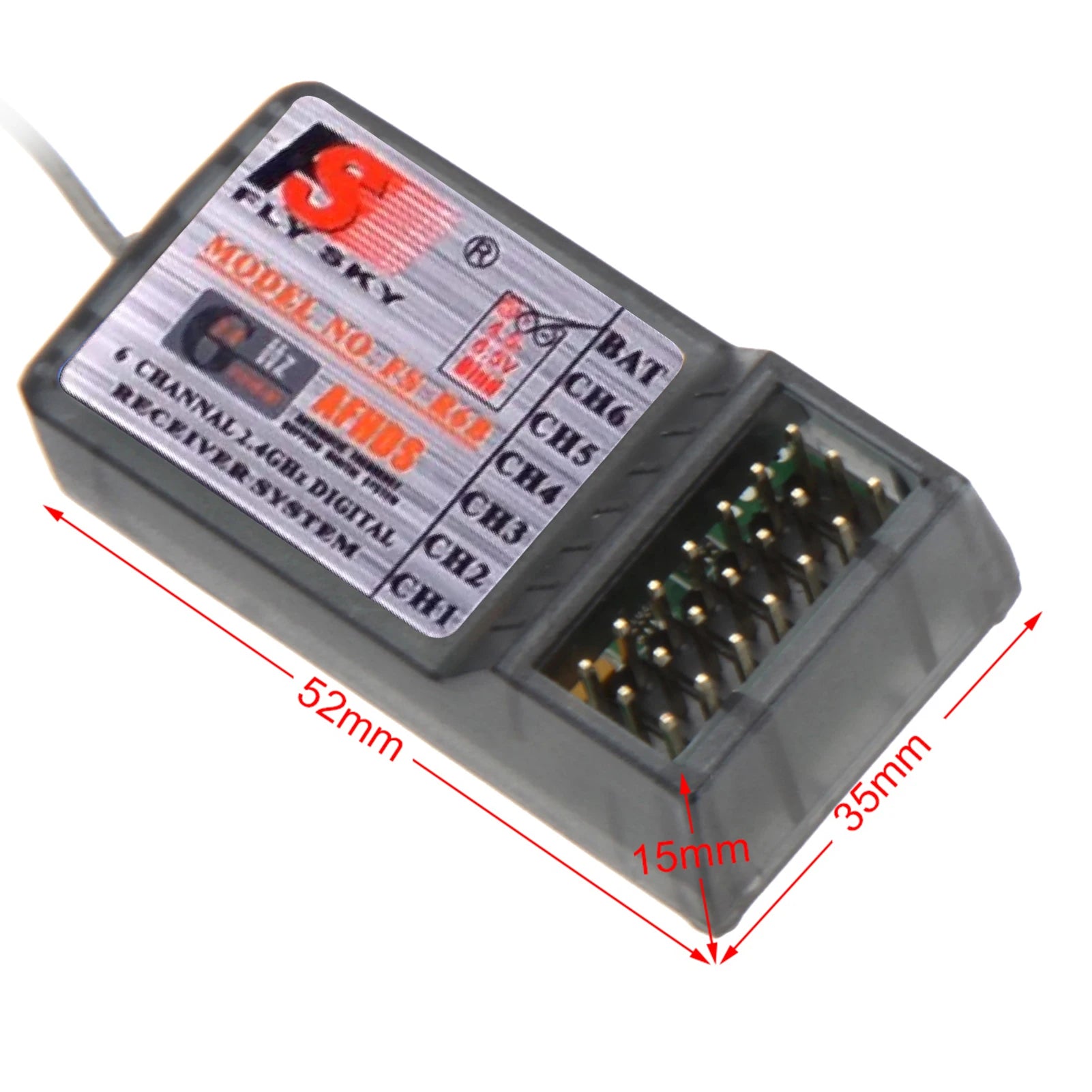 FlySky FS-R6B 2.4Ghz 6CH Receiver, FS-R6B receiver is designed for Airplane / Glider 