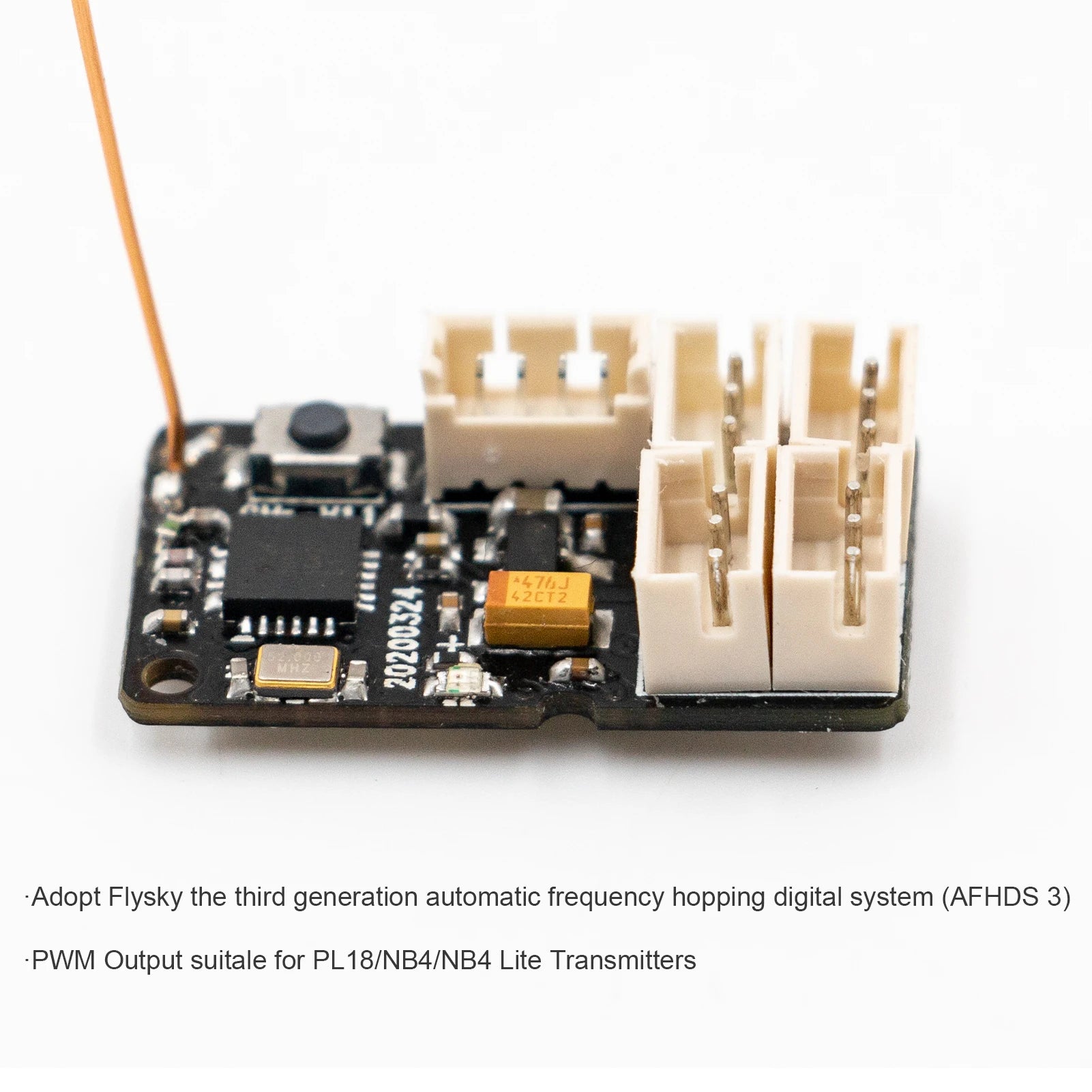 FLYSKY GMR 2.4GHz 4CH Receiver, third generation automatic frequency hopping digital system (AFHDS 3) PWM Output suit