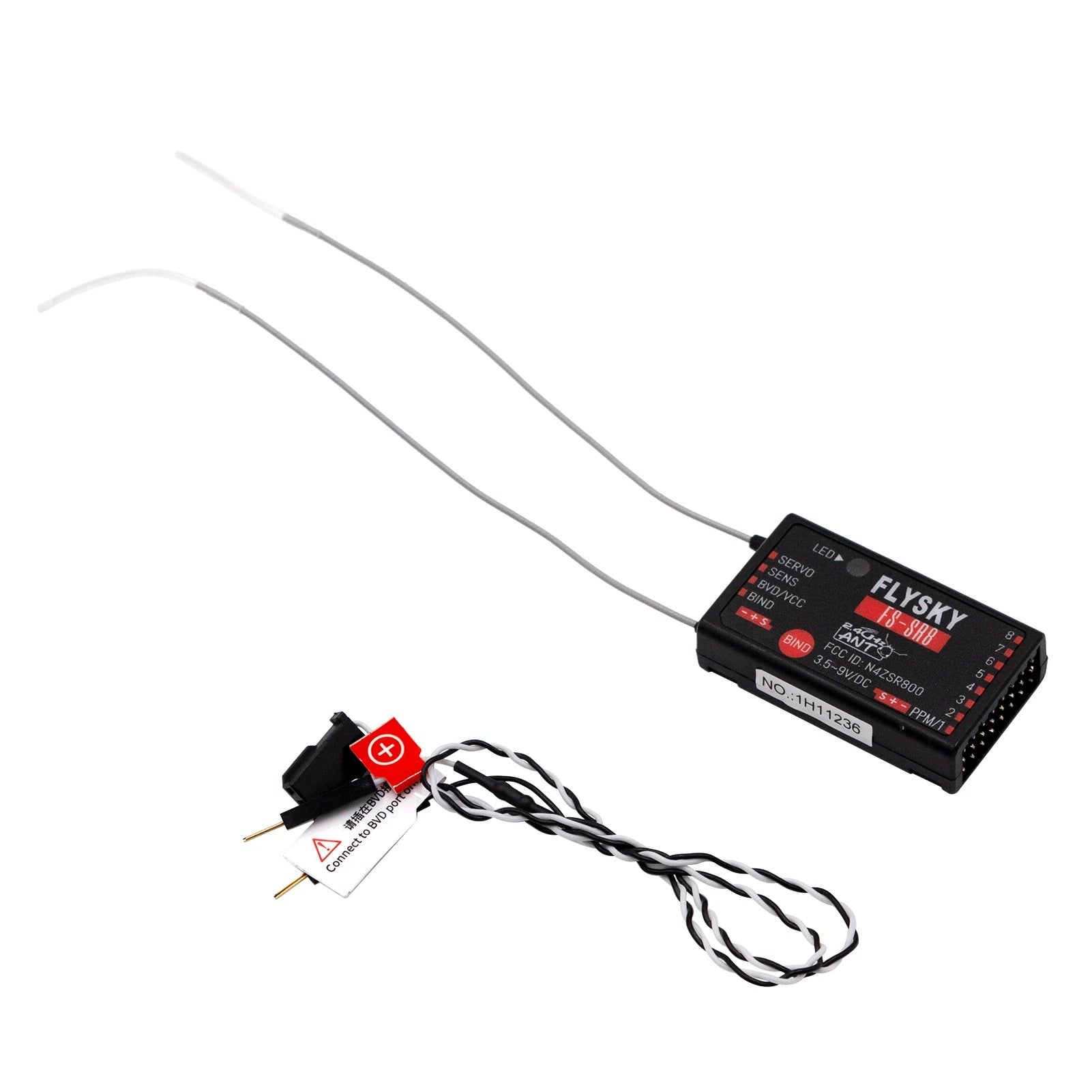FLYSKY FS-SR8 2.4G 8CH Receiver, SERVO SENS FLYSKY BVD/VCC BIND SH