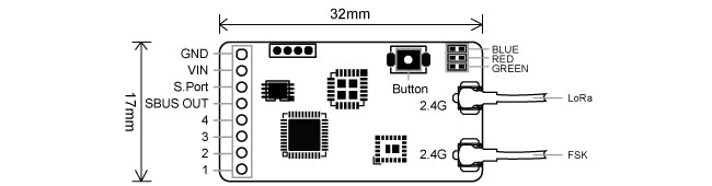 جهاز استقبال FrSky TW MX DUAL بسرعة 2.4 جيجا هرتز مع 4 منافذ قنوات PWM 4 a new stable TW protocol benefits from simultaneously integrating dual active 2.4G frequency bands