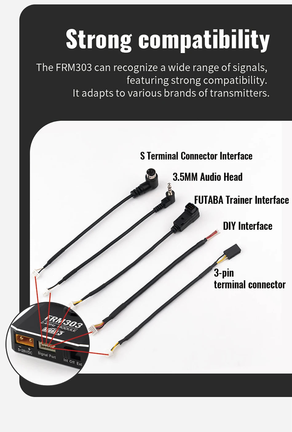 FLYSKY FRM303 2.4GHz TX Module, FRM3O3 can recognize a wide range of signals, featuring strong compatibility 