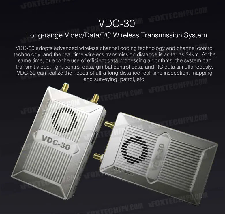 Foxtech VDC-30 - 30 كم 800 ميجا هرتز 1.4 جيجا هرتز نظام نقل الفيديو طويل المدى أجهزة نقل البيانات والفيديو 5 VDC-30km Long Range Video Transmission System(1.4G) data and video transmission devices