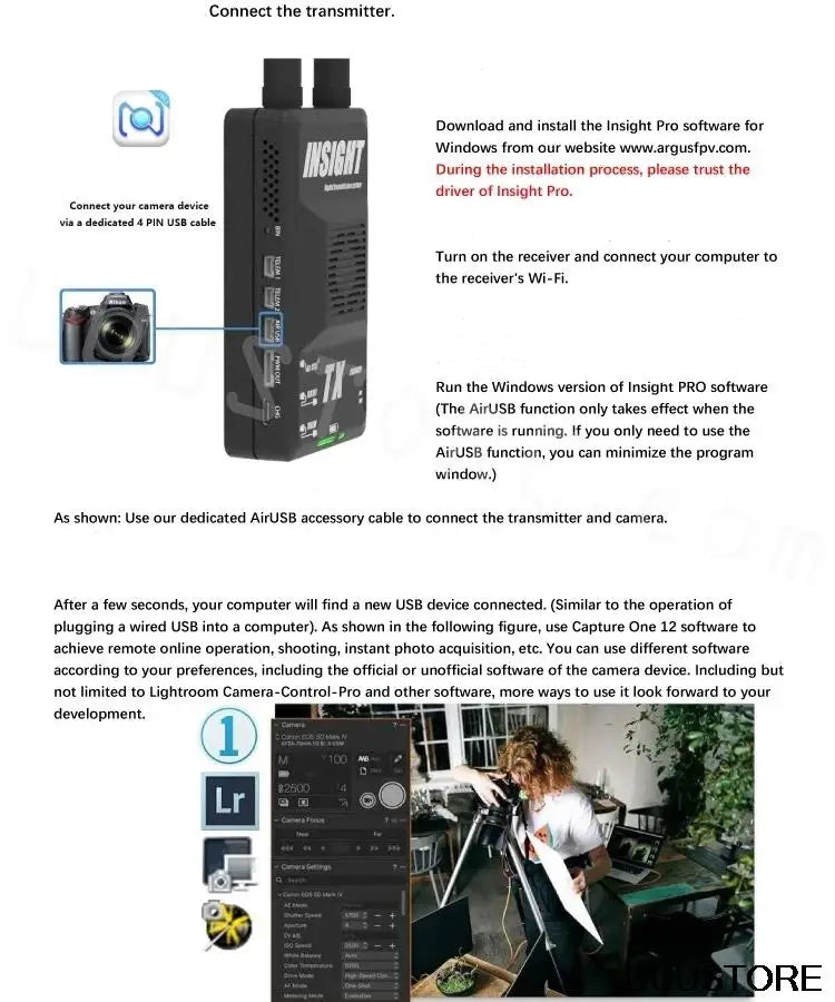 download and install the Insight PRO software for windows from our website wwwargusfp