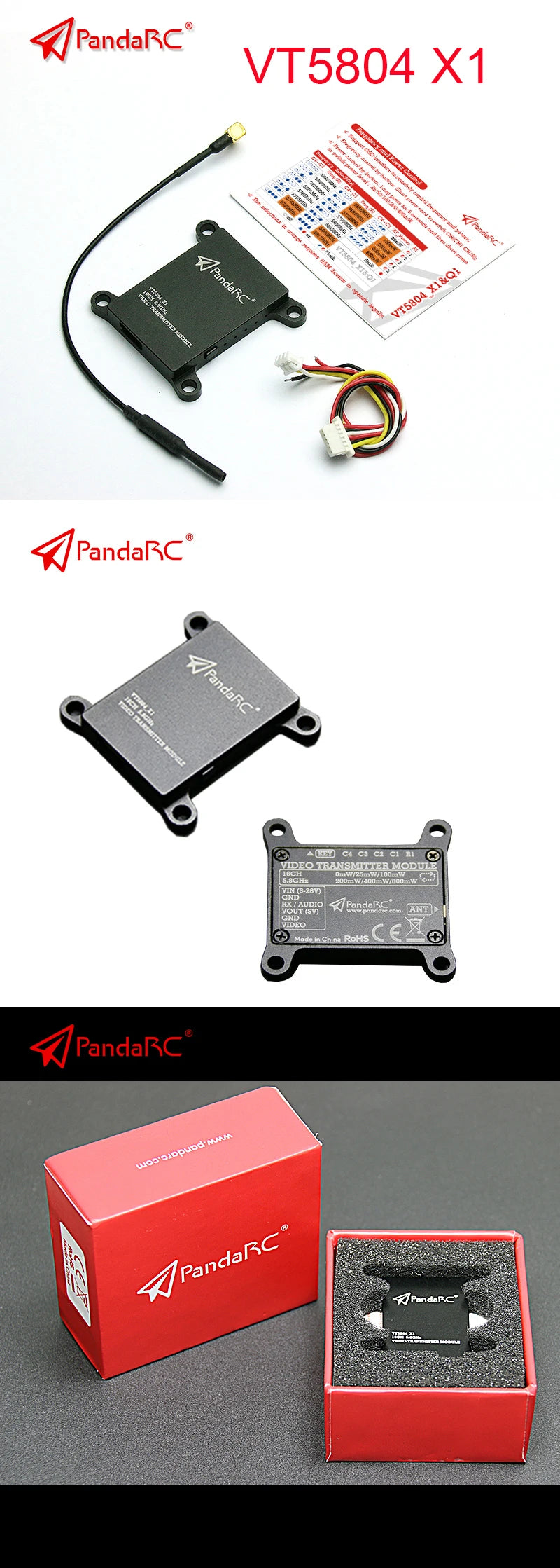 PandaRC VT5804 X1 Q1 VTX, Pandarc' Tebi IVSLErrt 3itete; 9