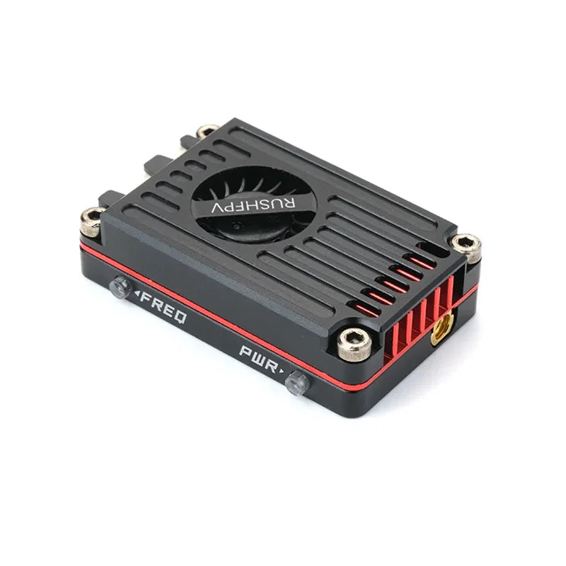 Rushfpv RUSH TANK MAX SOLO VTX - 5.8 جيجا هرتز 2.5 وات 48 قناة جهاز إرسال فيديو عالي الطاقة مع غلاف CNC لطائرات بدون طيار RC FPV طويلة المدى ثابتة الأجنحة DIY 24 Rushfpv RUSH TANK MAX SOLO VTX, low noise DC-DC power supply drsign oor clean screens