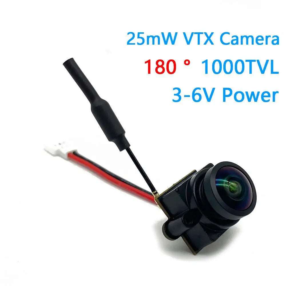جهاز إرسال RXCRC 5.8G FPV 48CH 25mW VTX-CAM مع كاميرا 1000TVL 180 درجة AIO لأجزاء طائرة السباق بدون طيار FPV الداخلية RC 9 25mw VTX Camera 0 180 1OOOTVL 3-6V