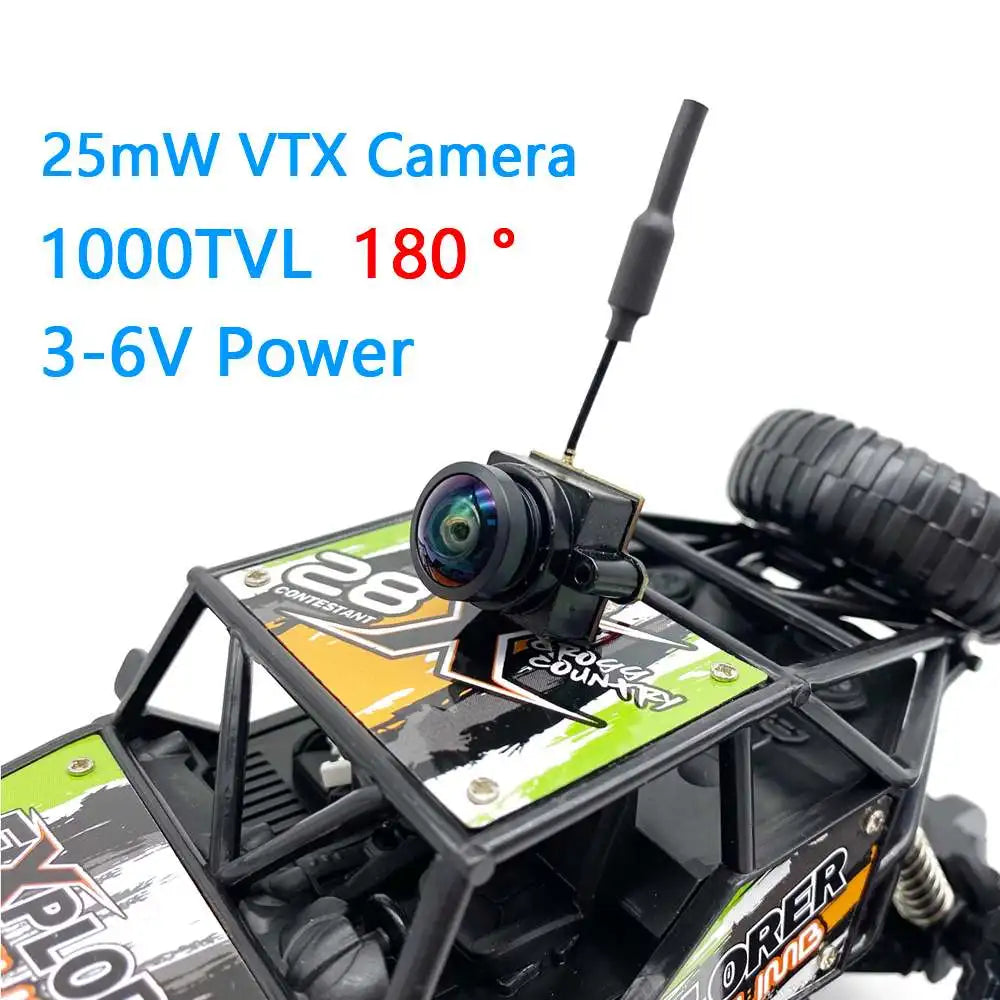 جهاز إرسال RXCRC 5.8G FPV 48CH 25mW VTX-CAM مع كاميرا 1000TVL 180 درجة AIO لأجزاء طائرة السباق بدون طيار FPV الداخلية RC 10 the intuitive button for frequency control ensures easy adjustments on the go