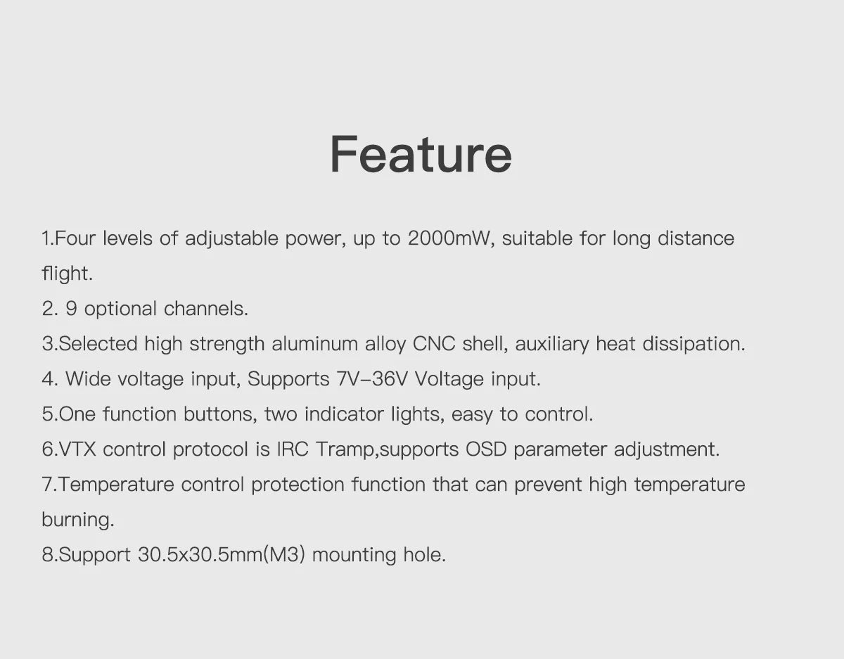GEPRC MATEN 1.2G 2W VTX, four levels of adjustable power, up to 2OOOmW, suitable for long distance flight