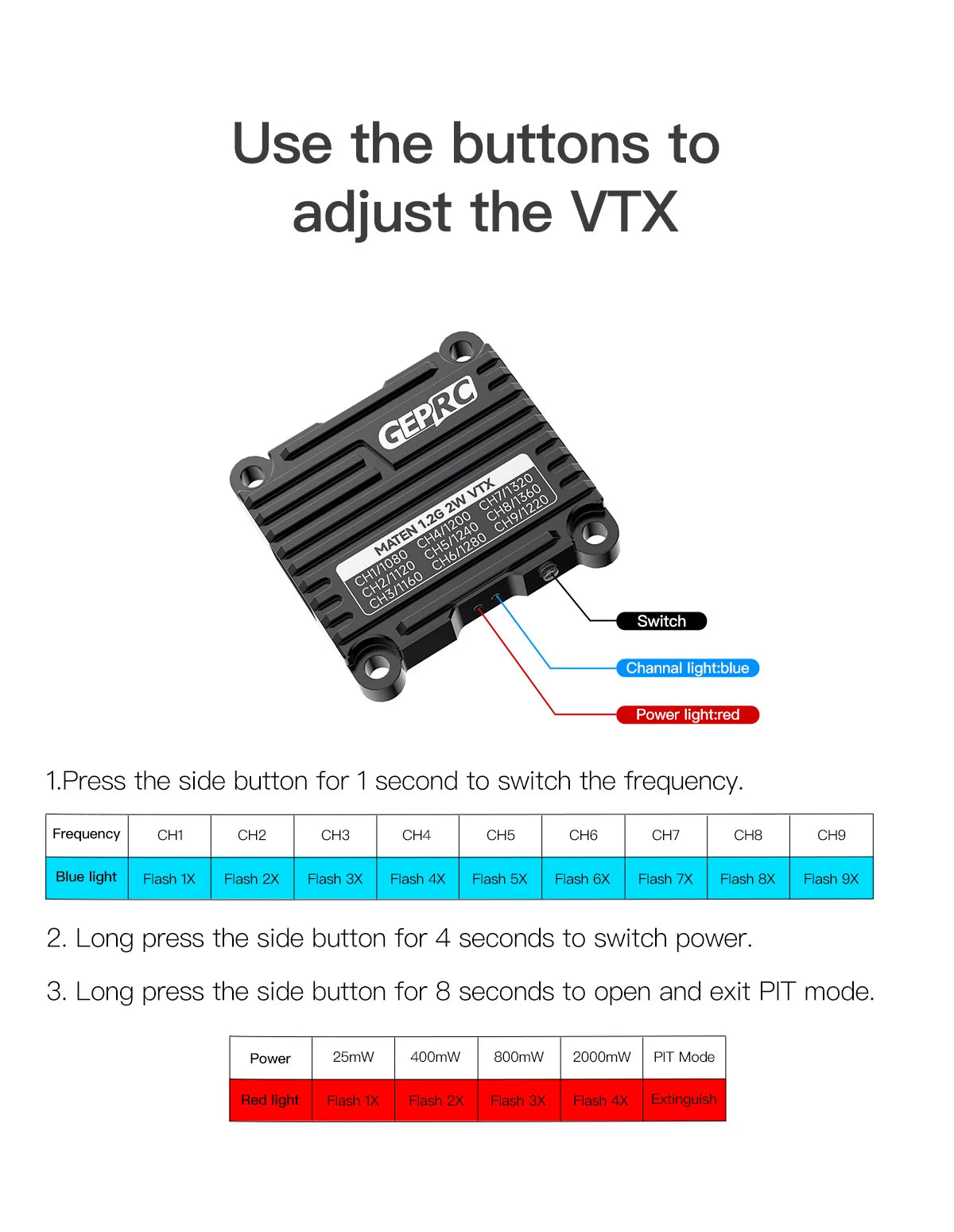 GEPRC MATEN 1.2G 2W VTX, GEPRC MATEN 1.2G 2