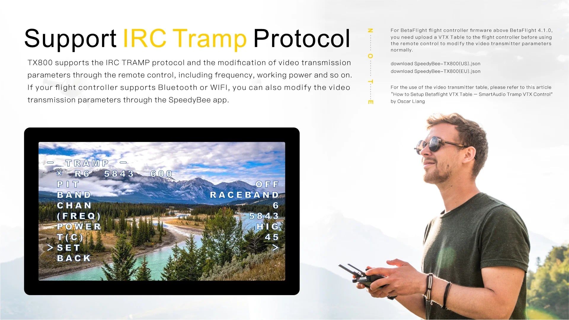 SpeedyBee TX800 5.8G VTX, betaFlight flight controller firmware above BetaFlight 4.1.0, Supports IRC Tramp