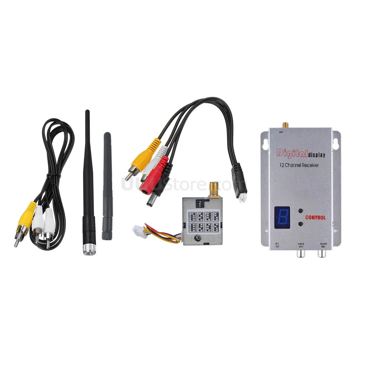 1.2G 200mW Transmitter, Digilalldisulay 12 Chonnel Receiver tore CONTRO
