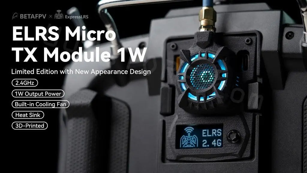 BETAFPV ELRS Micro TX Module - 2.4G 1W Black Version Backpack Built-in Cooling Fan Heat Sink for ELRS 2.4G RX OpenTX Transmitter 10 BETAFPV ELRS Micro TX Module, BETAFPV ExpressLRS ELRS Micro TX Module 1W Limited Edition with