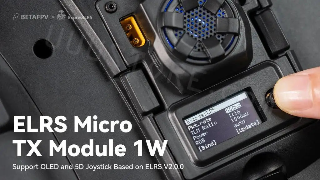 BETAFPV ELRS Micro TX Module - 2.4G 1W Black Version Backpack Built-in Cooling Fan Heat Sink for ELRS 2.4G RX OpenTX Transmitter 20 BETAFPV ELRS Micro TX Module, Expres LRS ELRS Micro TX Module 1W Support OLED and 5D