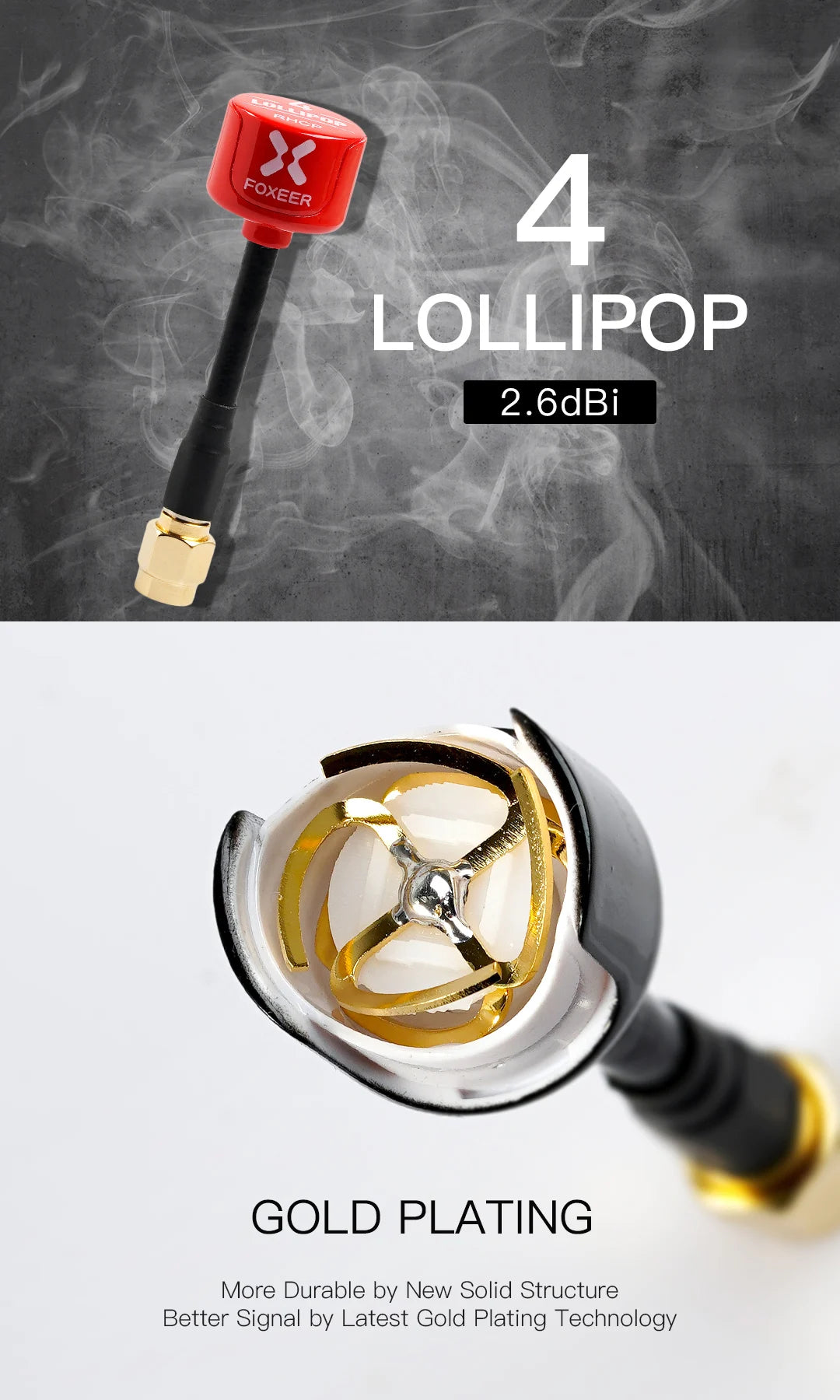 هوائي Foxeer Lollipop 4 V4 FPV هوائي 5.8G 2.6Dbi قصير RHCP SMA RPSMA UFL مستقيم/زاوية MMCX 7.2g لطائرة السباق بدون طيار FPV RC 45 Foxeer Antenna, 4 LOLLIPOP 2.6dBi GOLD PLATING More Durable by New