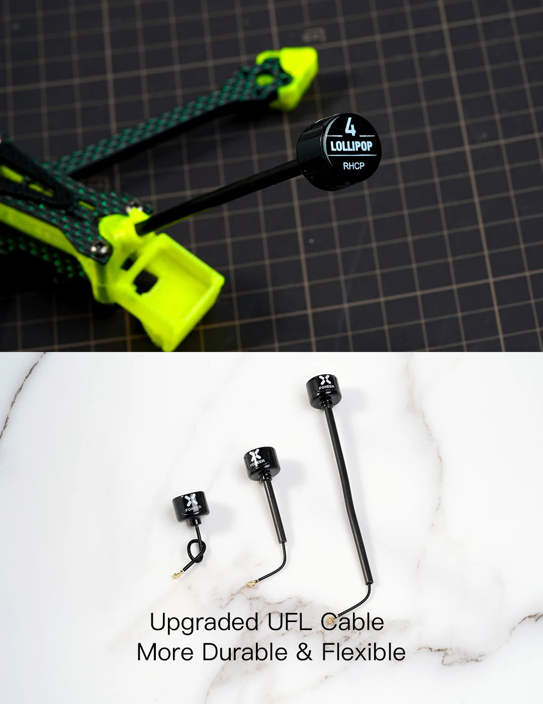 هوائي Foxeer Lollipop 4 V4 FPV هوائي 5.8G 2.6Dbi قصير RHCP SMA RPSMA UFL مستقيم/زاوية MMCX 7.2g لطائرة السباق بدون طيار FPV RC 46 Foxeer Antenna, LOLLIPOP RHCP CotLe Upgraded UFL Cable More Durable
