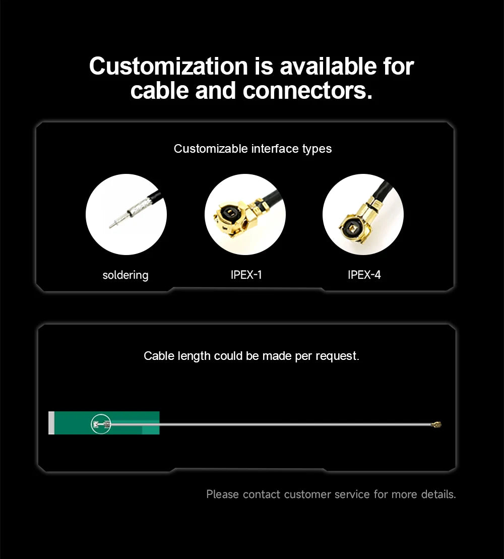 5pcs 2.4 GHz Wifi Antenna, Customization is available for cable and connectors . Customizable interface types solder