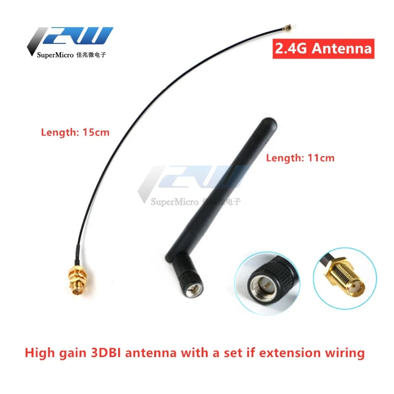 هوائي جوي 2.4 جيجا هرتز 3dBi WiFi 2.4 جيجا، SMA-KY، راوتر لاسلكي ذكر + 17 سم PCI U.FL IPX إلى SMA-KY، ESP8266 ESP32 كابل ضفيرة ذكر 7 ZU SuperMicro @Yb@i F 2.4G Antenna