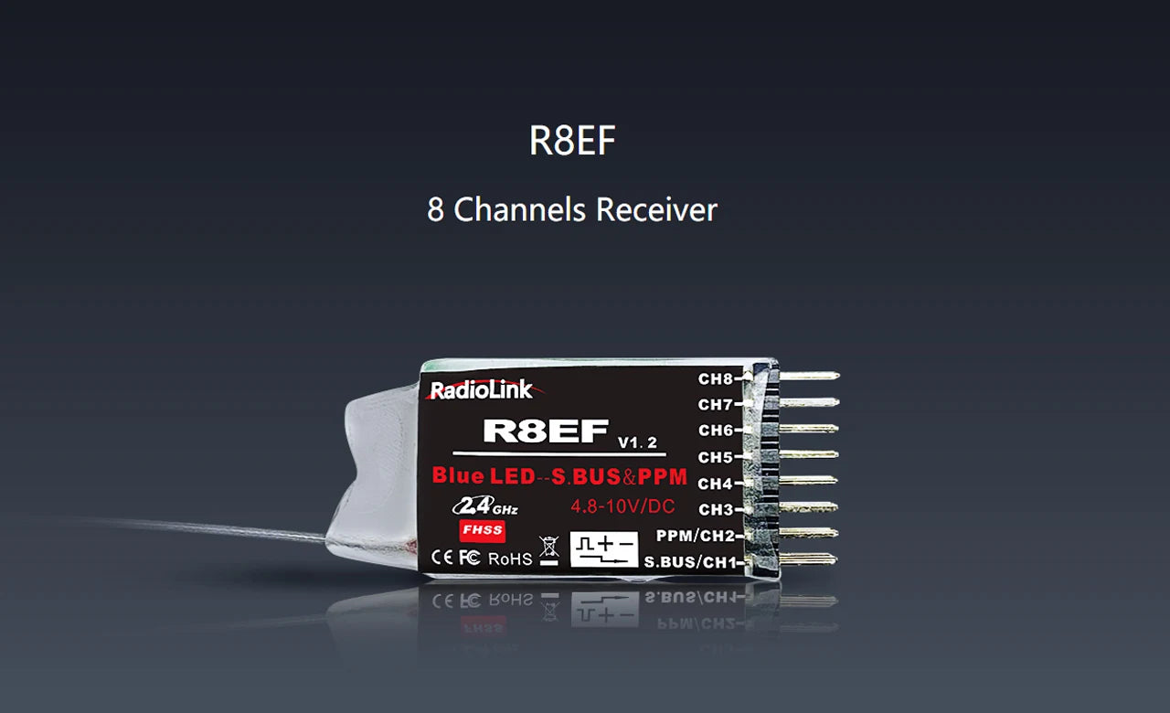 CH8 RadioLink CH7 RBEF v12 CH6- ChS Blue LED
